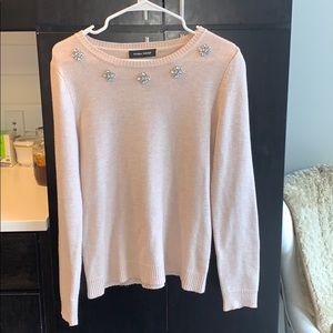 Embellished blush Crewneck Sweater